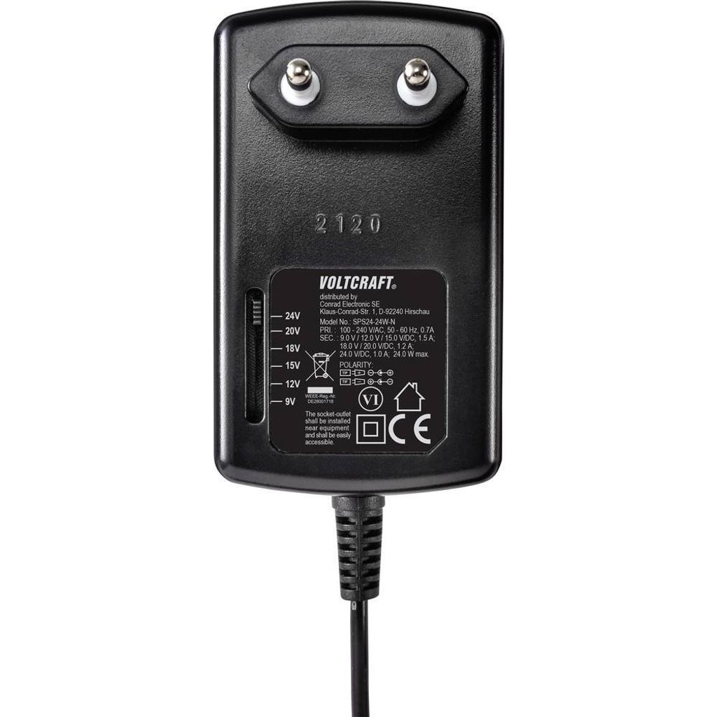 VOLTCRAFT VC-11335620, netvoeding met stekker, instelbaar Productafbeelding 