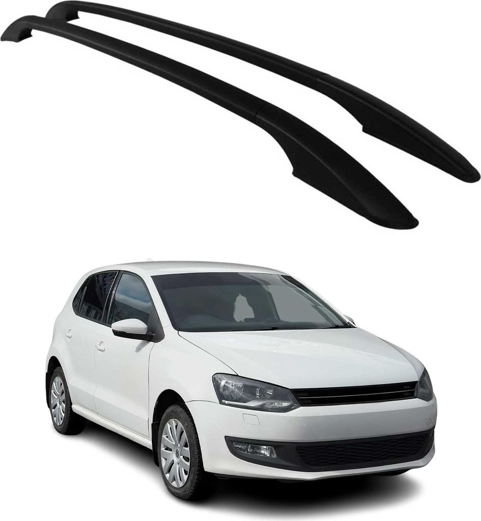 Dachreling Relingträger für VW Polo V 2009-2017 5-Tür Aluminium Schwarz 2x
