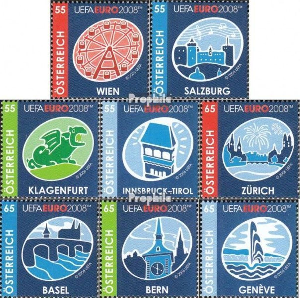 Briefmarken Österreich 2008 Mi 2697-2704 (kompl.Ausg.) postfrisch Fußball-EM