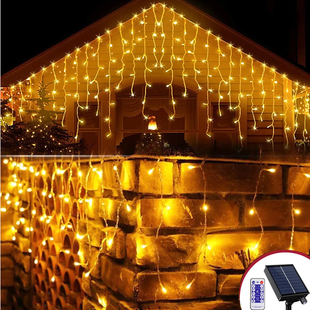 Décoration Jardin Solaire 3M Rideau Lumineux Stalactite Blanc Chaud