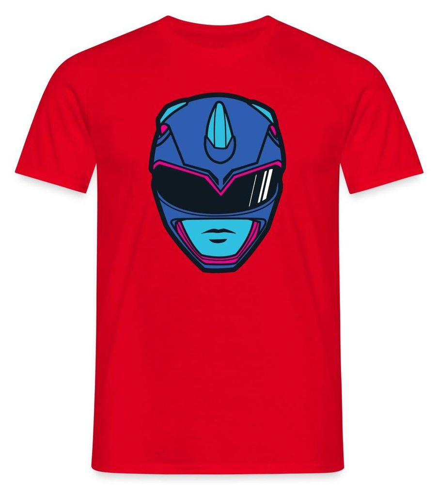 Spreadshirt Power Rangers Blauer Ranger Helm Männer T-Shirt, XL, Rot