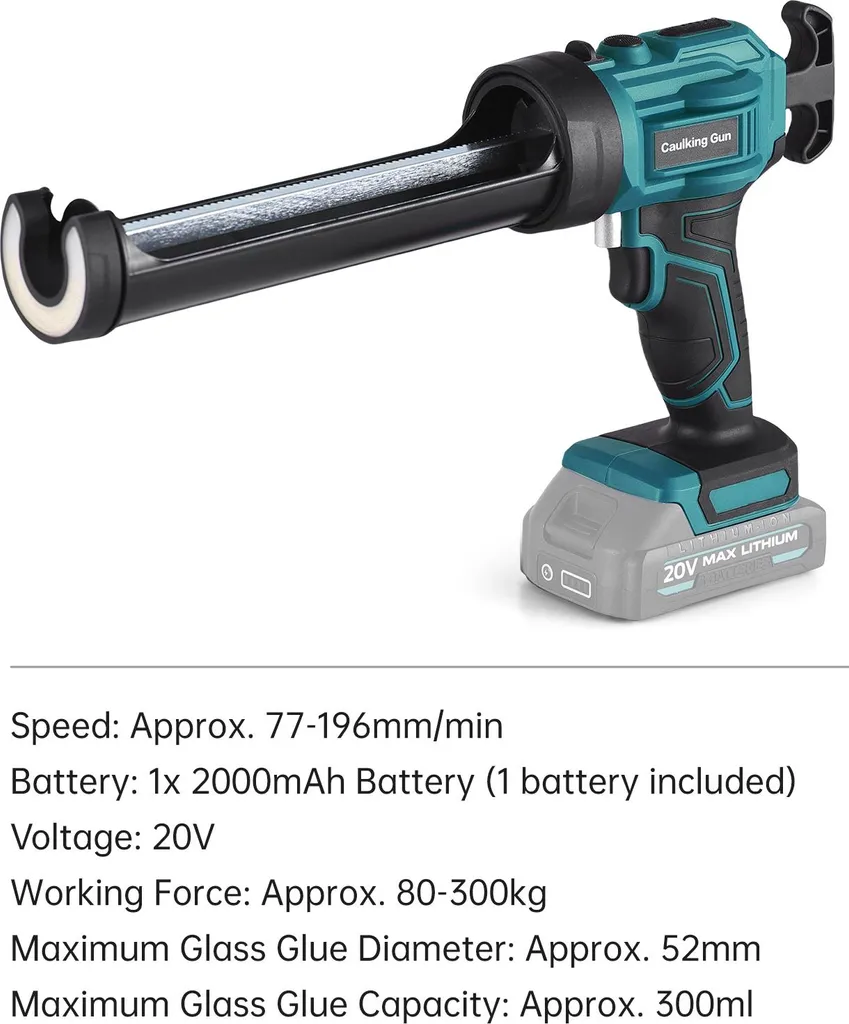 Pistolet à mastic électrique 20V à 4 vitesses avec éclairage LED intégré - 13