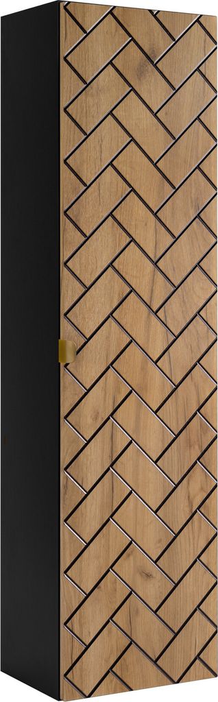 Badezimmerpfosten, Eiche Craft mit goldener Griff, 35 x 136 x 25 cm