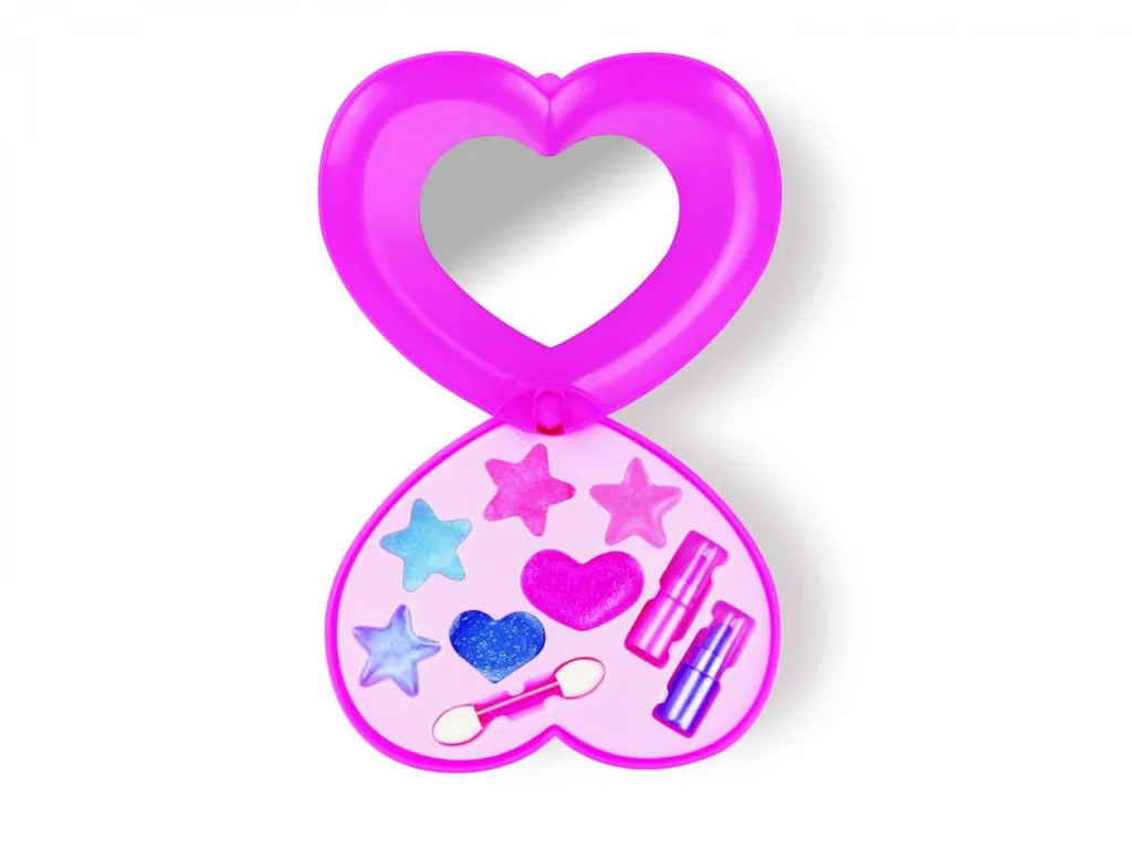 Set de maquillage cœur multi-étages avec miroir intégré et pinceaux doux