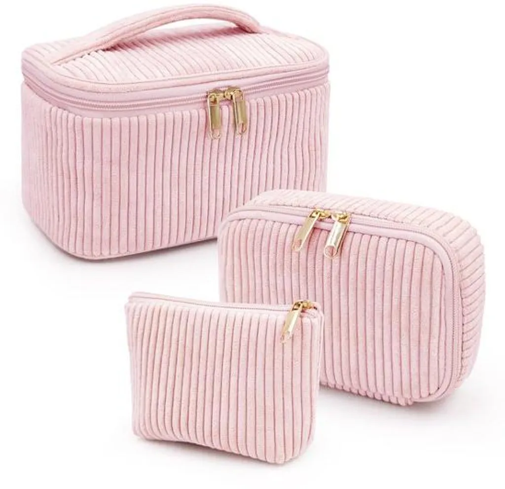 Lot de 3 trousses de maquillage à motifs floraux pour femmes et filles