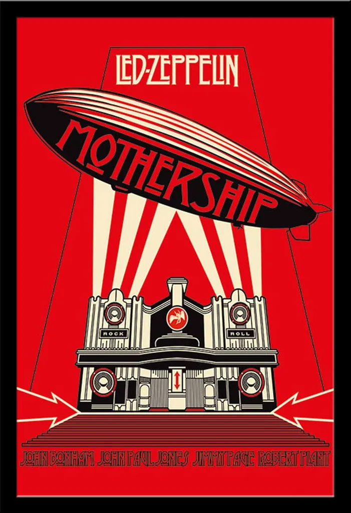 Affiche encadrée Led Zeppelin Mothership Red vitre acrylique Shinsuke