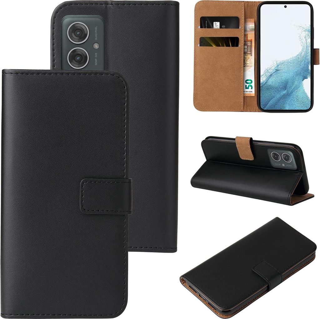 Handyhülle für Motorola Moto G55 5G Klapphülle Bookcase Flip Cover Hülle Handy Tasche Etui Farbe: Schwarz