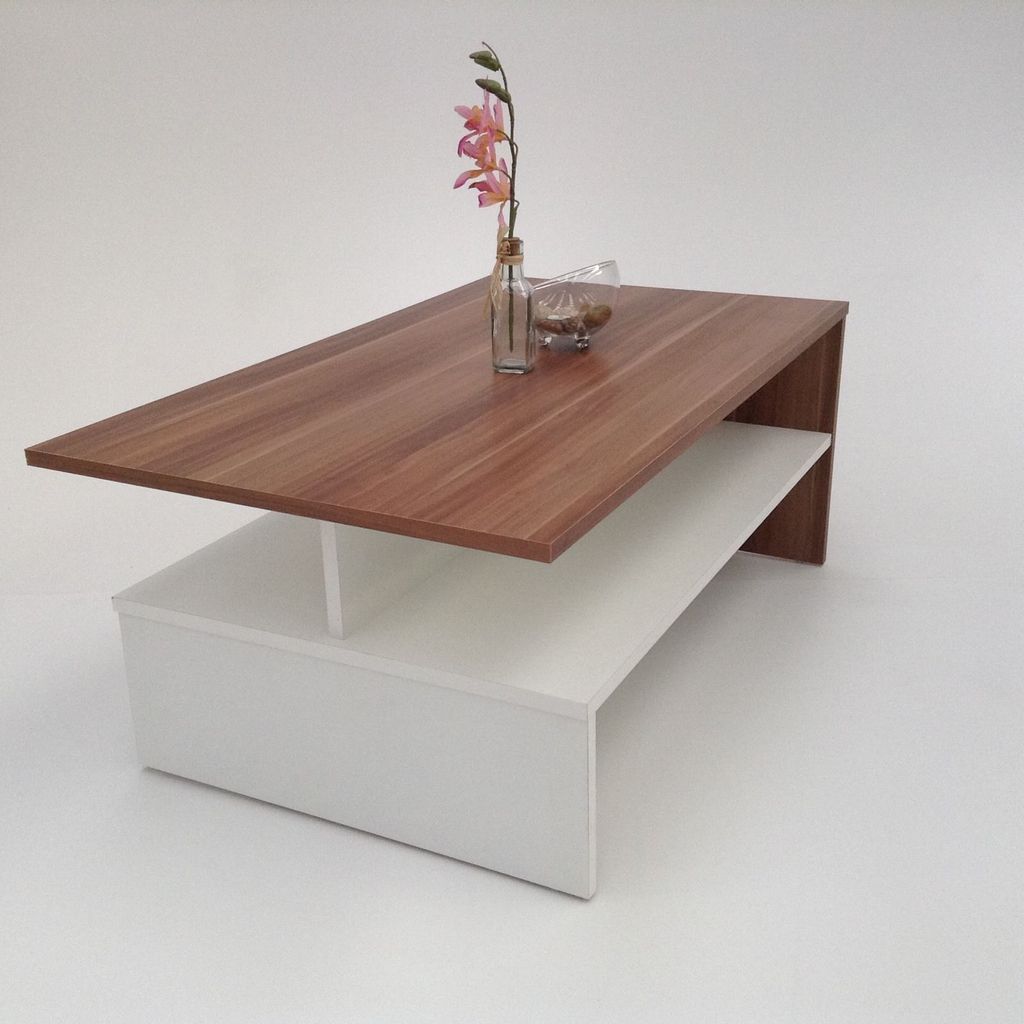 Möbel SD Couchtisch SW - Nussbaum Optik - Weiß Produktbild 3