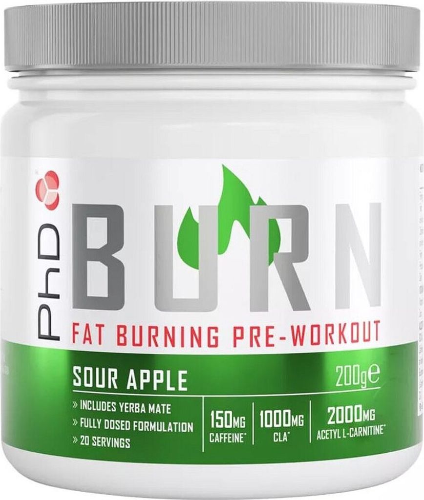 PhD Burn Pre-WKT (200g) Sour Apple - Pre-Workout - Pre-Workout Booster