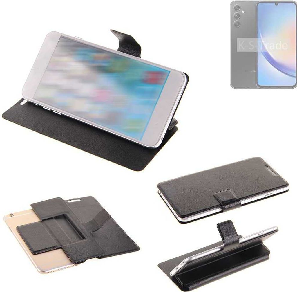 K-S-Trade Schutzhülle kompatibel mit Samsung Galaxy A34 5G Schutzhülle Flip Cover Klapphülle Wallet Case Slim Handyhülle bookstyle schwarz