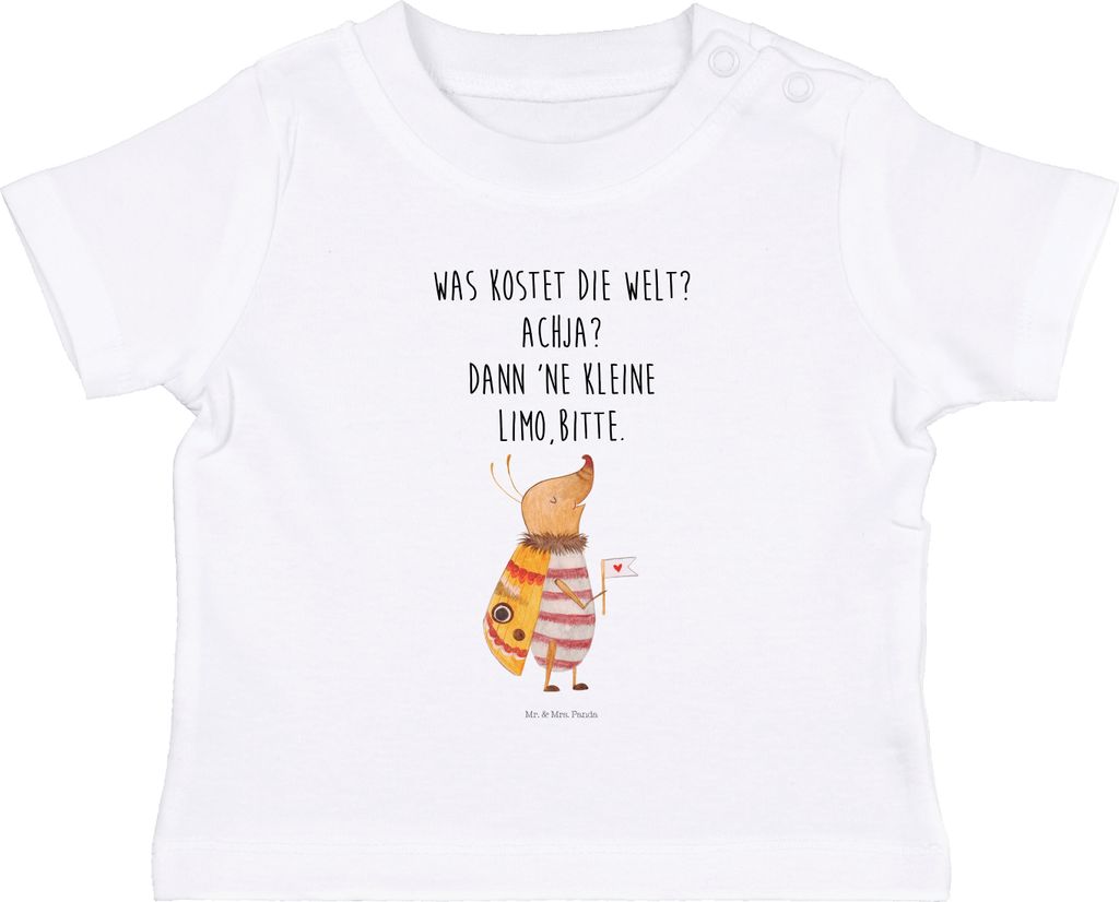Mr. & Mrs. Panda Babyshirt Nachtfalter Fähnchen 6. - 12. Monat - Weiß - Geschenk, Spruch Lustig, Lustige Sprüche, Organic Baby T-Shirt, Käfer, ...