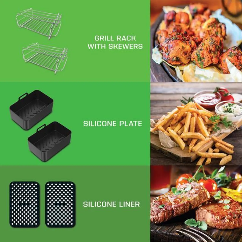 Kit Accessoires Air Fryer 8 Pièces Rohnson AFK05 (20x13cm) Double Paniers