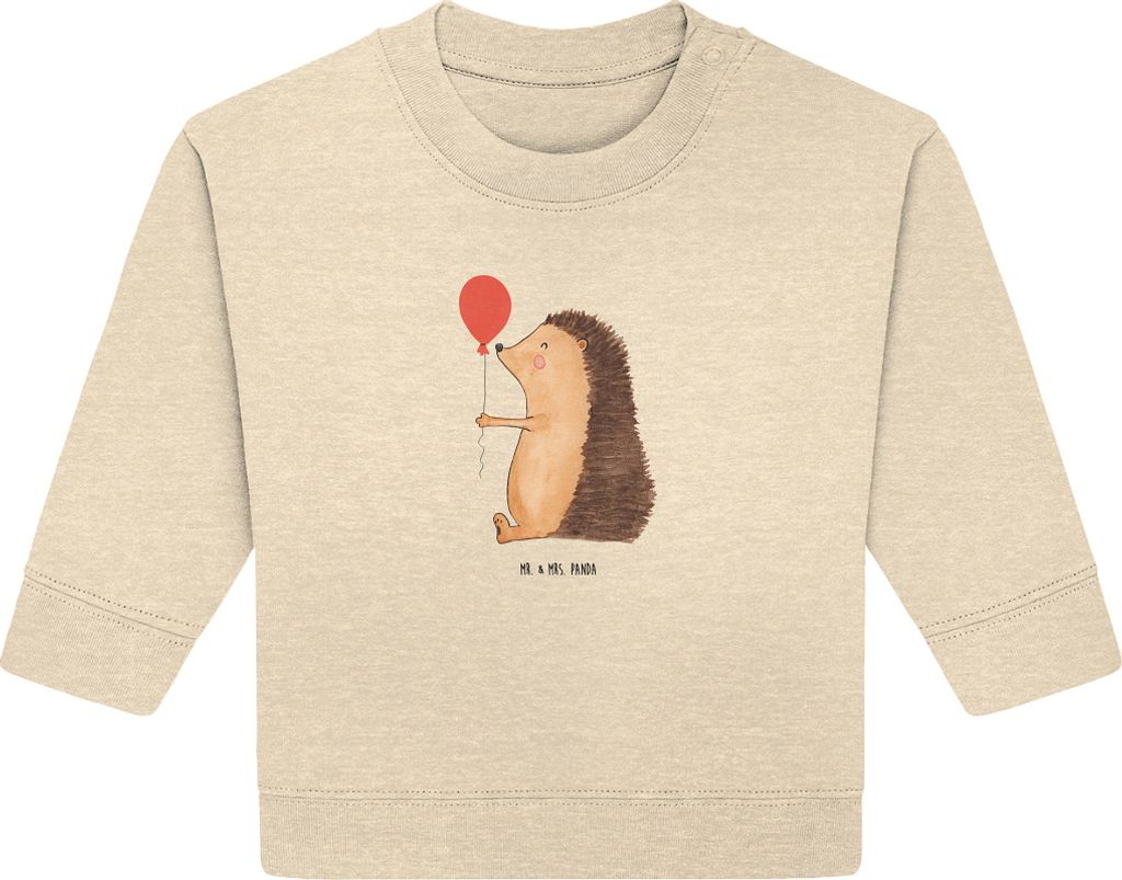 Mr. & Mrs. Panda Organic Baby Pullover Igel Luftballon 12. - 18. Monat - Natural Raw - Geschenk, Glückwunsch, Lustige Sprüche, Geburtstag, Ballon...