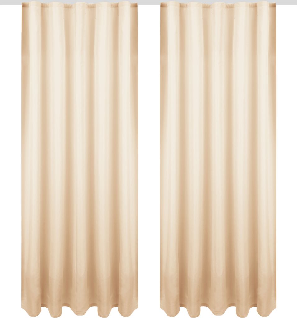 Gardine mit Universalband 140x145 cm in Beige, blickdichter Vorhang mit Kräuselband in vielen Variationen
