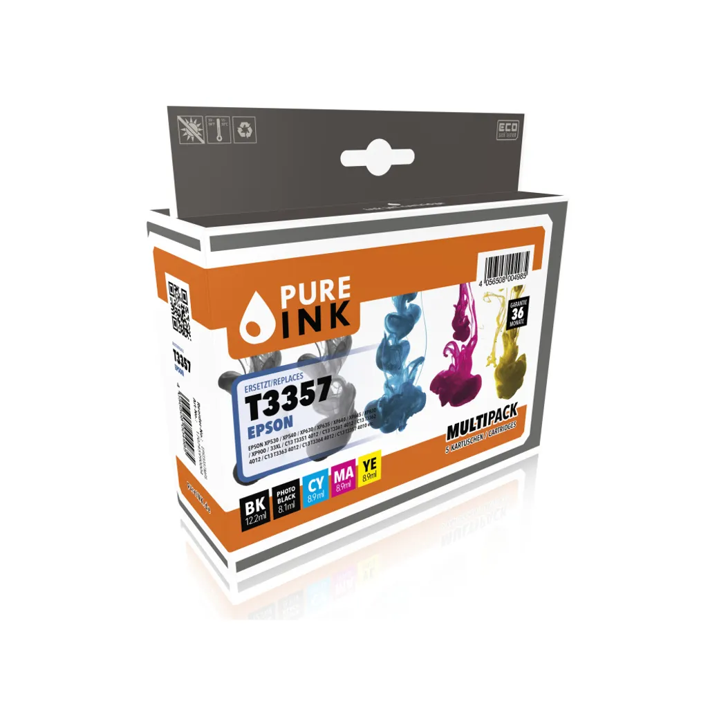 Cartouche Pure Ink EPST3357MP5 Haute Qualité Noir et Couleur Pack de 5 Unités