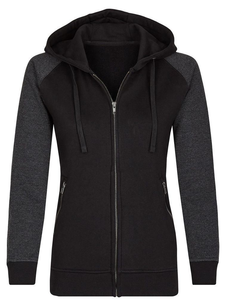 Miners Mate - "My Mate" Hoodie mit durchgehendem Reißverschluss für Damen, meliert LT4062 (XXL) (Schwarz/Erikaschwarz)