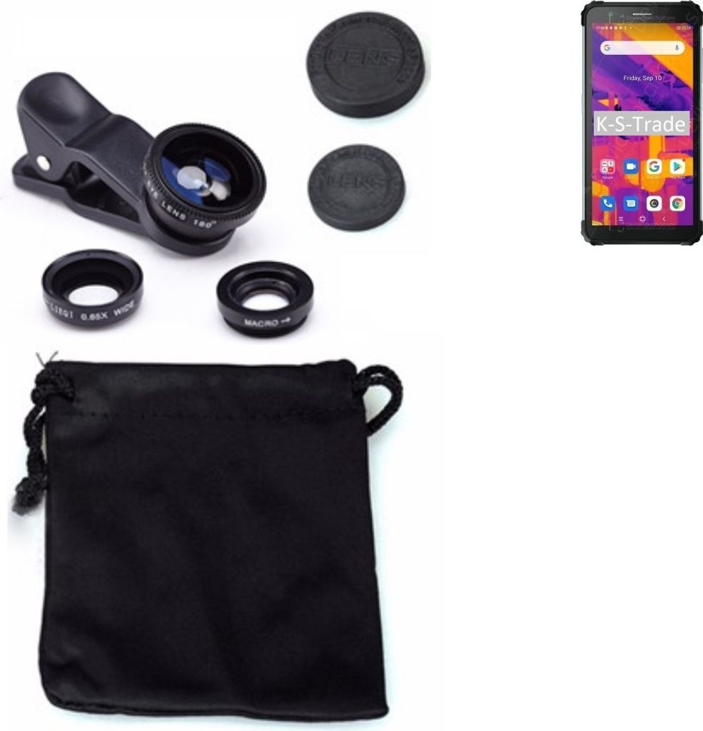 K-S-Trade Smartphone Kamera Linsen Set Kompatibel mit Blackview BV6600 Pro 3in1 Clip-On Kamera Adapter Macro Weitwinkel FishEye Fischauge Objektiv