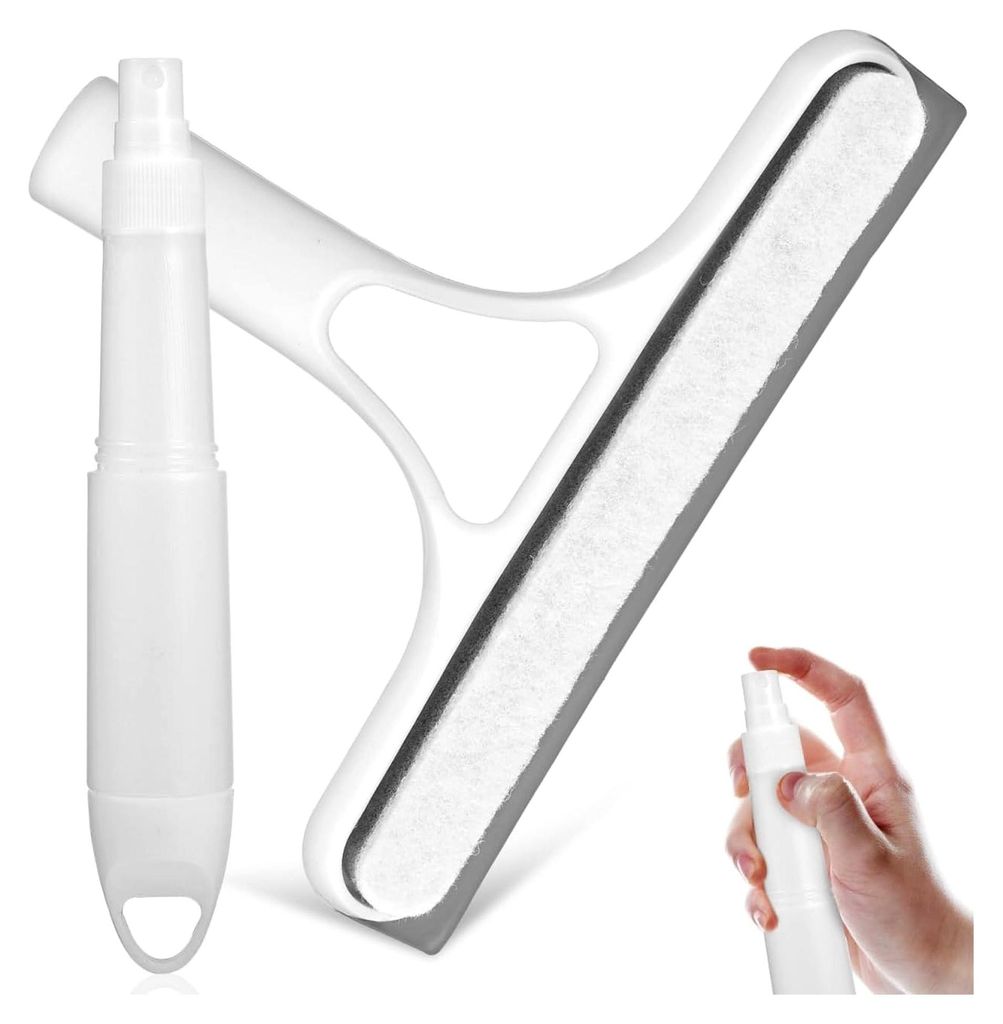 Fensterwischer mit Schwammbürste und Gummilippe für Glasreinigung Geeignet für Fenster Spiegel Duschwände und Autoglas Ergonomischer Griff mit ...