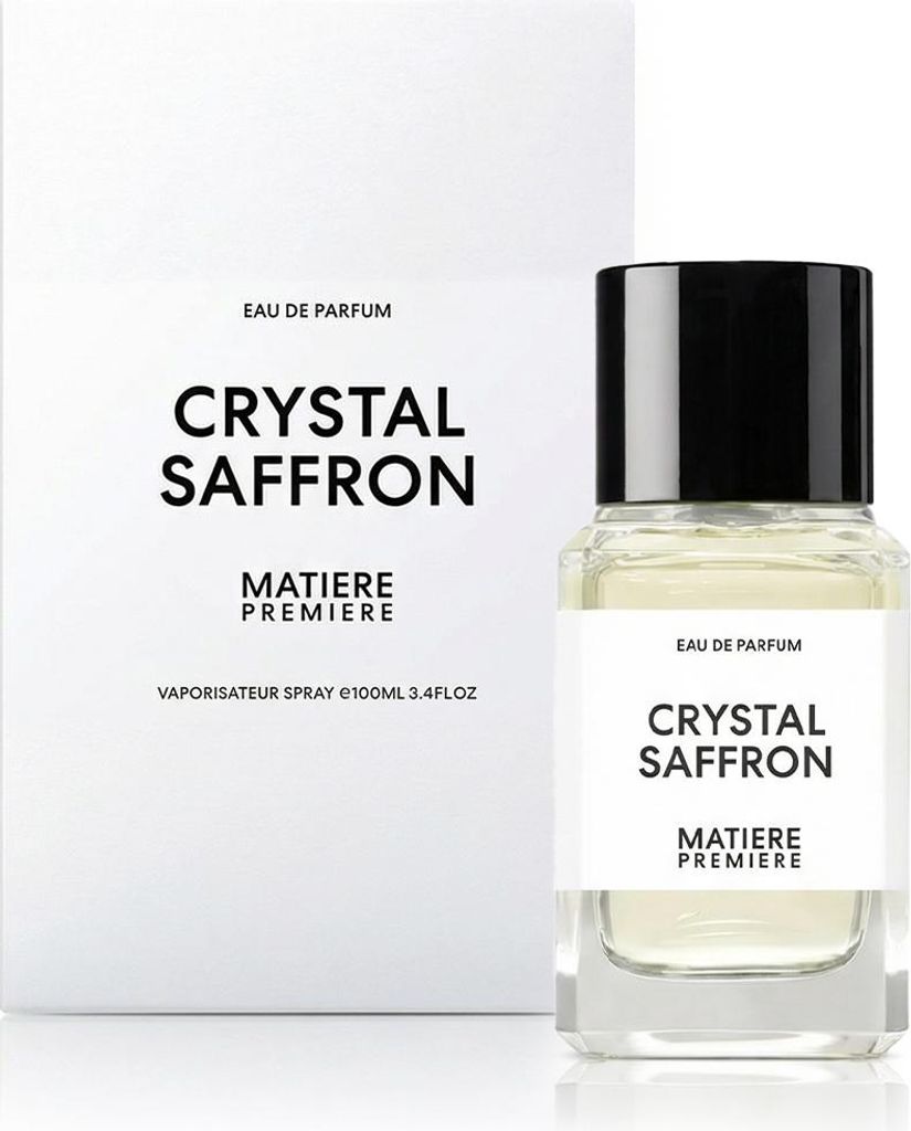 A product shot of a perfume bottle and its box, both featuring the same branding and product name.