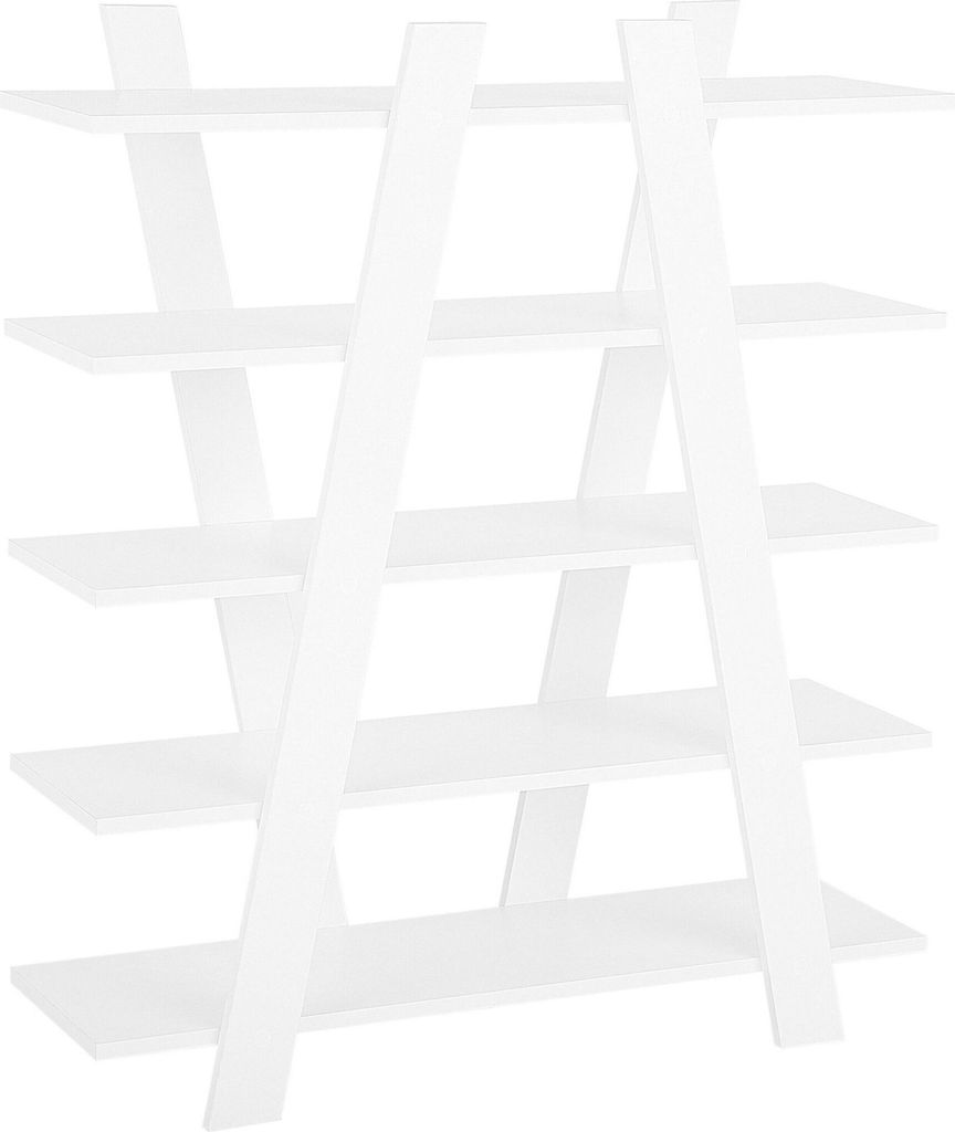 BELIANI Bücherregal Weiß Faserplatte 116 x 100 x 33 cm Modern Skandinavischer Stil 5 Fächer Viel Stauraum Wohnzimmer