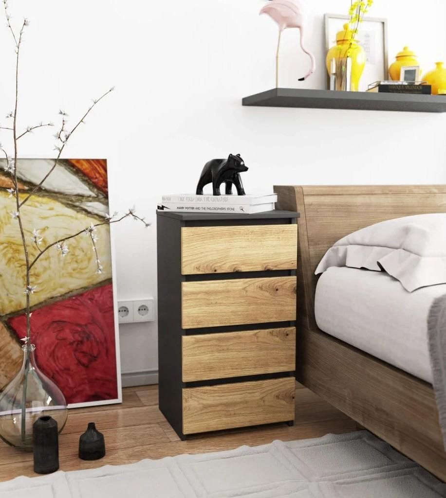 Schubladenkommode VALESTRA – Dunkelgrau / Artisan Eiche