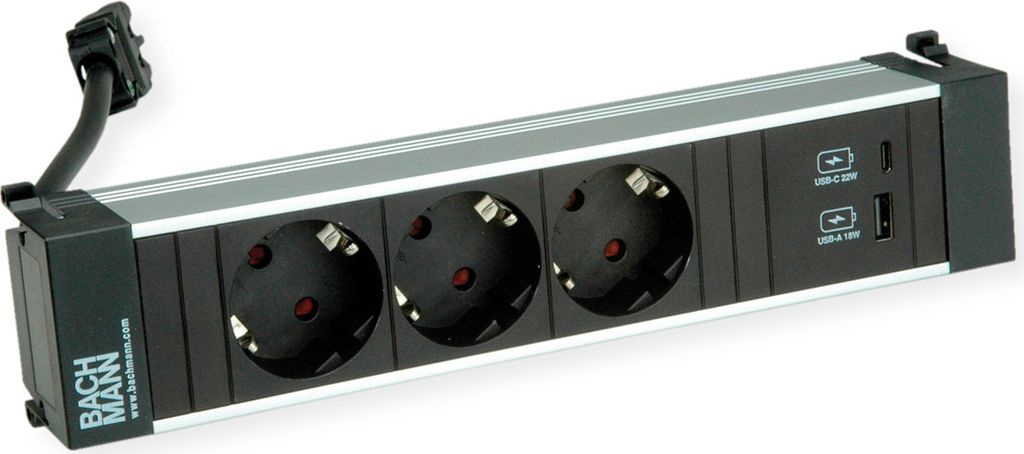 BACHMANN POWER FRAME M 3xCEE7/3, USB A&C 22W Charger 0,2m GST18