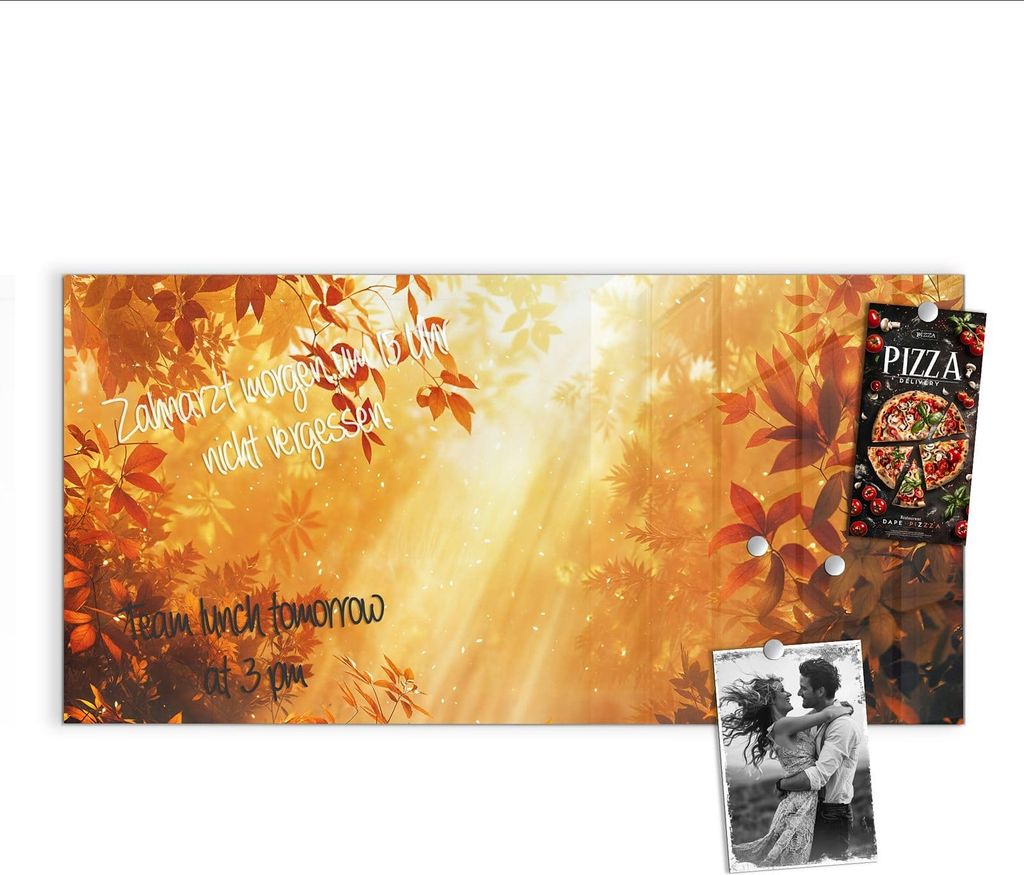Magnettafel 100x50cm Pinnwand Whiteboard beschreibbar - Herbstlicher Wald