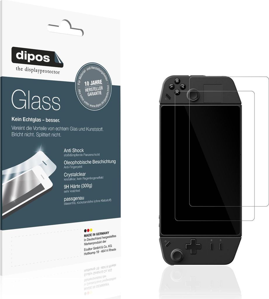 2x Schutzfolie für Lenovo Legion Go - Anti-Shock 9H Folie dipos Glass Kunststoffglas