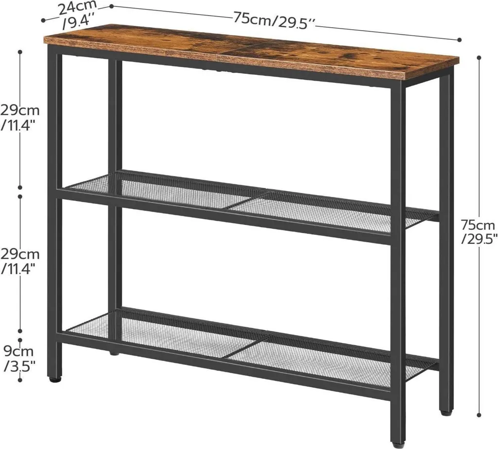Console d'Entrée Fine 100cm Table de Salon Industrielle avec Étagère