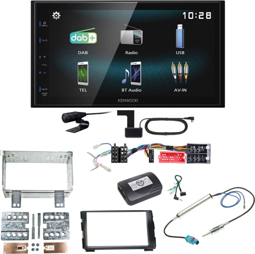 Kenwood DMX-125DAB Bluetooth MP3 USB DAB+ Autoradio Einbauset für Kia Cee'd ED