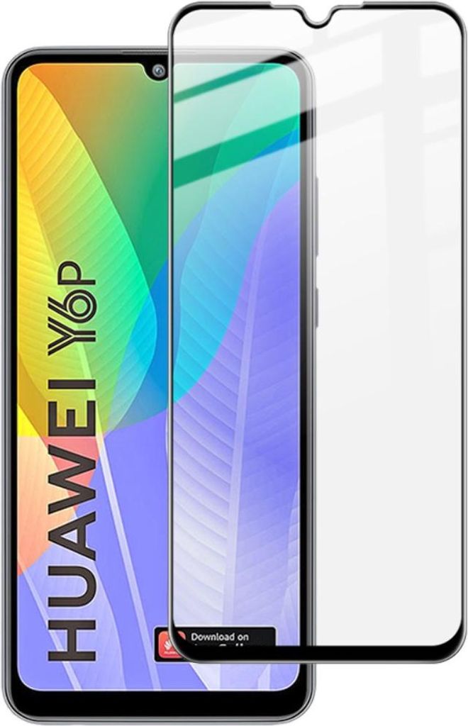 Huawei Y6P Displayschutz - Full-Cover Panzerglas - Schwarz