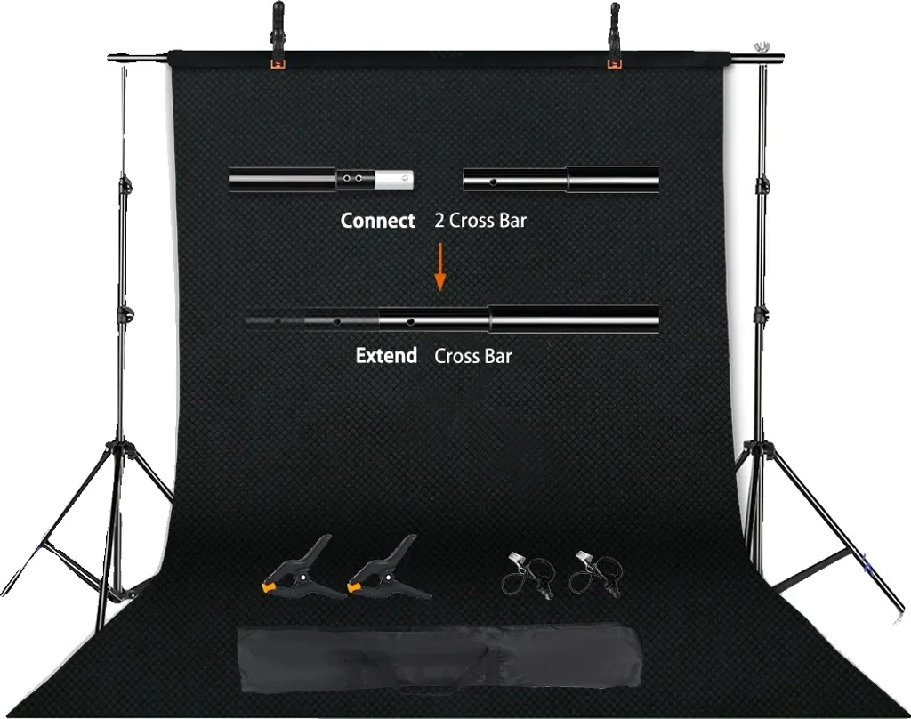 Stabilisez vos fonds de studio avec ce kit 2x2m noir à traverse réglable