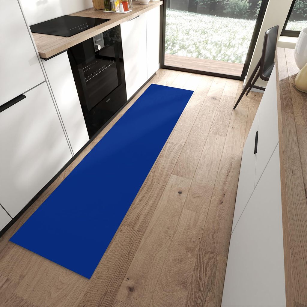 Küchenteppich 60x240cm rutschfest & abwischbar PVC Läufer - Königsblauer Hintergrund I