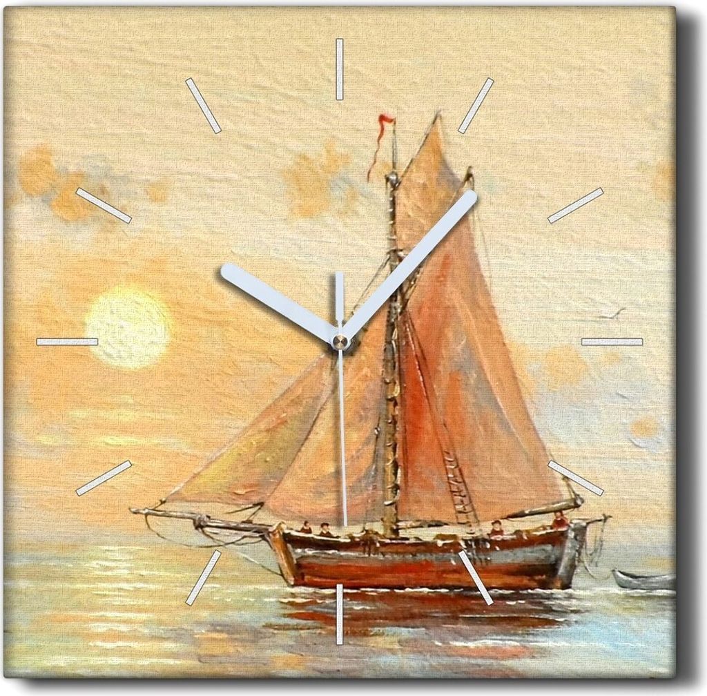 Coloray Hodiny Unikátní 30x30 cm Tiché hodiny Pro obývací pokoj a kuchyň Nástěnné hodiny Plátno Černé ručičky hodin - Seeboot Sky