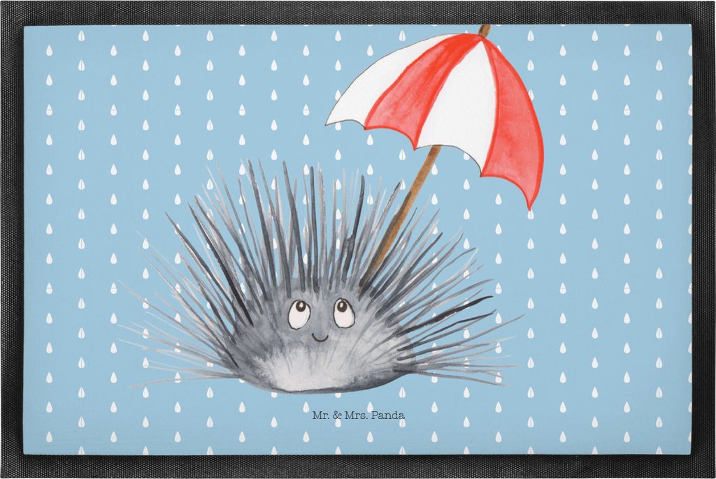 Mr. & Mrs. Panda Schmutzfangmatte Seeigel 50 x 75 cm - Blau Pastell - Geschenk, Meer, Lebe, fußmatte, Schmutzmatte, Selbstliebe, Achtsamkeit, Bode...