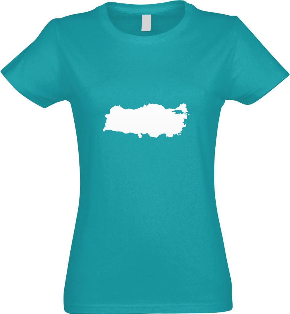 Kiwistar - T-Shirt tailliert - Damen - türkis - Türkei Umriss Kontur - mit Motiv Bedruckt - Funshirt Design - Sport - Freizeit - Damen - XL