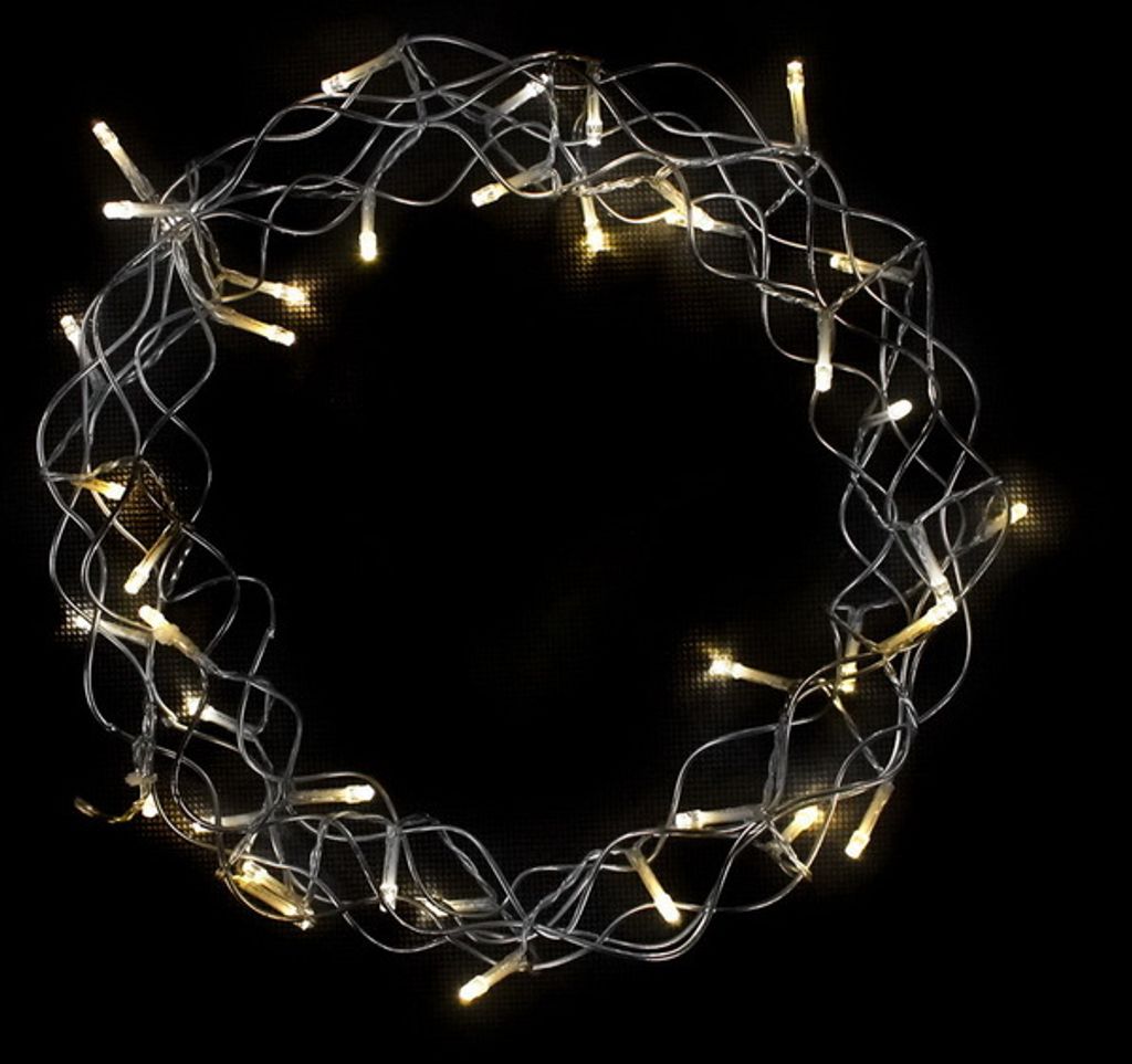 LEX Metallkranz grobmaschig 40 LED, Ø 30cm warmweiß Timer, Produktbild 