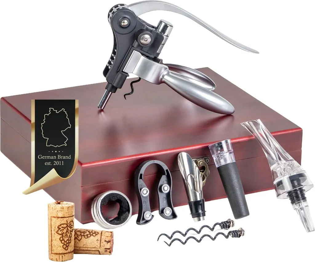 Accessori Vino Professionale Intirilife - Set Regalo 9 Pezzi Inox