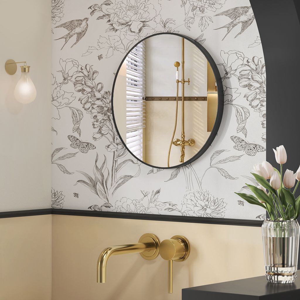 SONGMICS Specchio da parete, specchio da bagno rotondo con Immagine del prodotto 