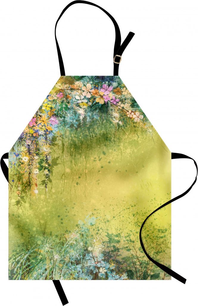 ABAKUHAUS Blume Kochschürze, Frühlingslaub mit Blättern Hand gezeichnet ästhetische inspirierende Envrionmental Friendly Picture, Farbfest Höh...