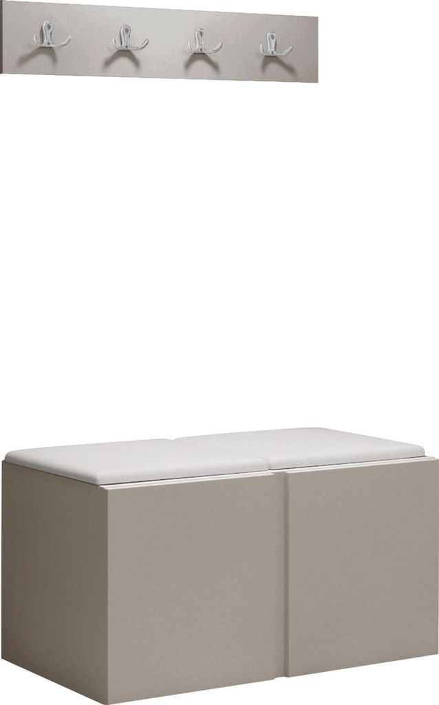 MIRJAN24 Garderoben-Set Orion VI, Garderobe mit Sitzbank mit 2 x Wandpanel 42x42 (Farbe: Cashmere, Soft 017)