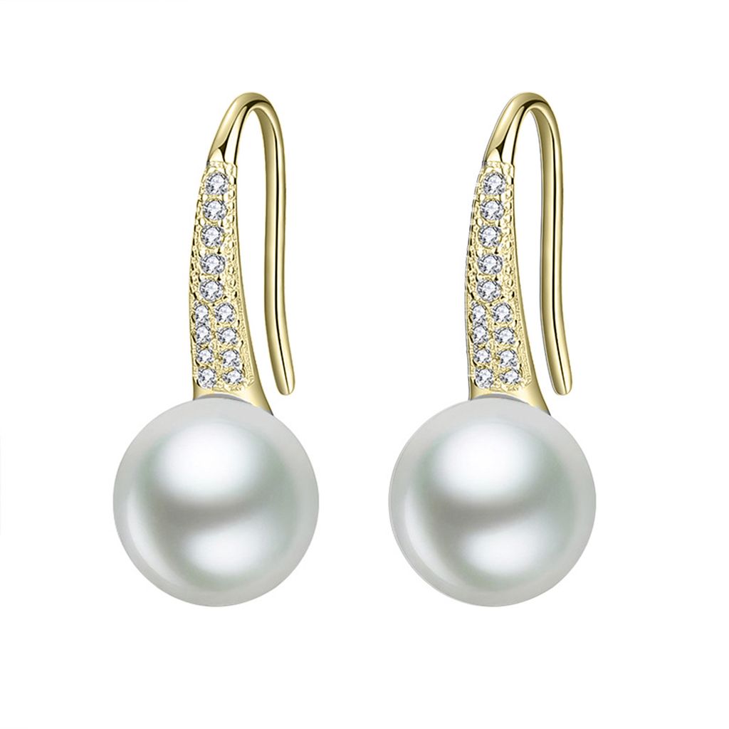 Drop Ohrringe Polieren Zirkonia Temperament Dress Up Faux Perle Strass Frauen Ohrringe Kleidung Zubehör-Golden