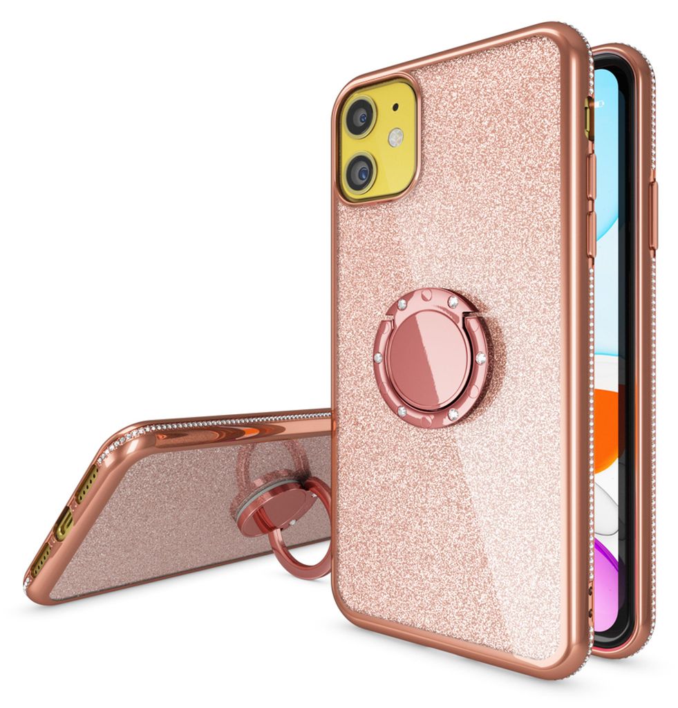 NALIA 360° Ring Handy Hülle für iPhone 11, Glitzer Silikon Produktbild 