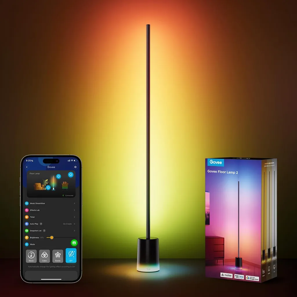Lampe sur pied pour salon et salle de jeux avec éclairage RGBIC