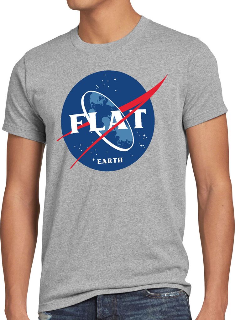 BaumwolleCloud Flat Earth Herren T-Shirt fernrohr weltraum astronomie