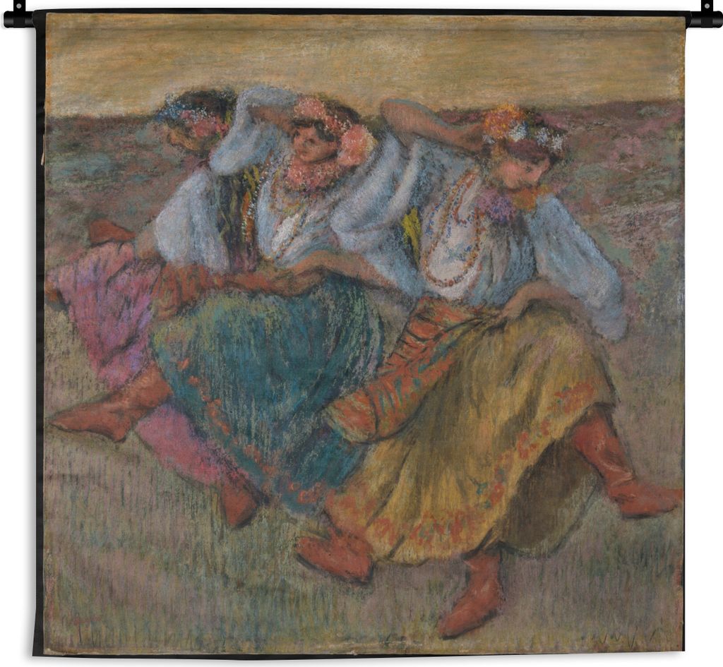 MuchoWow Wandteppich Wandbehang Russische Tänzerinnen - Gemälde von Edgar Degas 60x60 cm Tapisserie Dekoration Wandtuch - Dekorationen - Wand D...