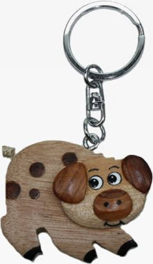 Schlüsselanhänger aus Holz - Schwein
