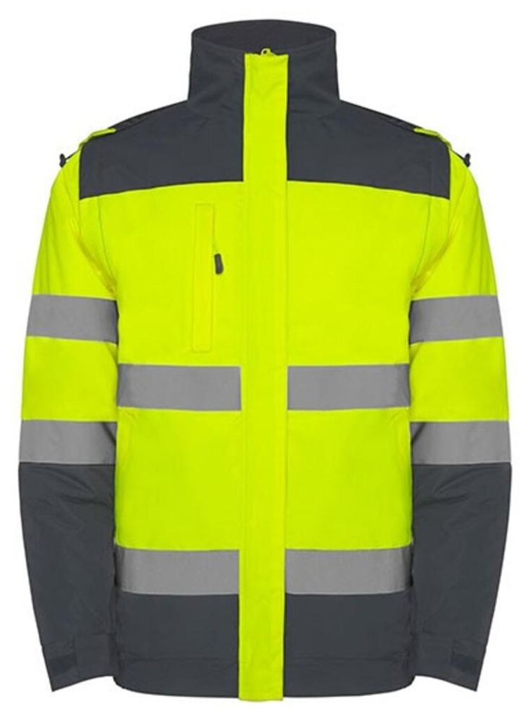 Roly Workwear - "Epsylon" Parka Signalkleidung für Herren LT5978 (4XL) (Blei/Fluoreszierendes Gelb)
