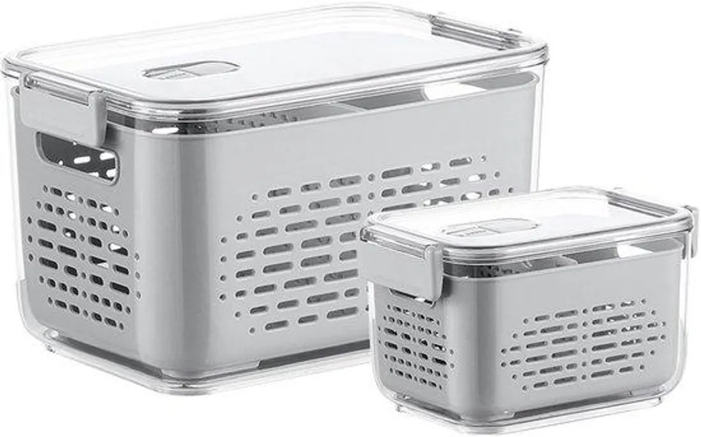 Lot de 2 boîtes de rangement frigo pour fruits et légumes 1,8L et 9L