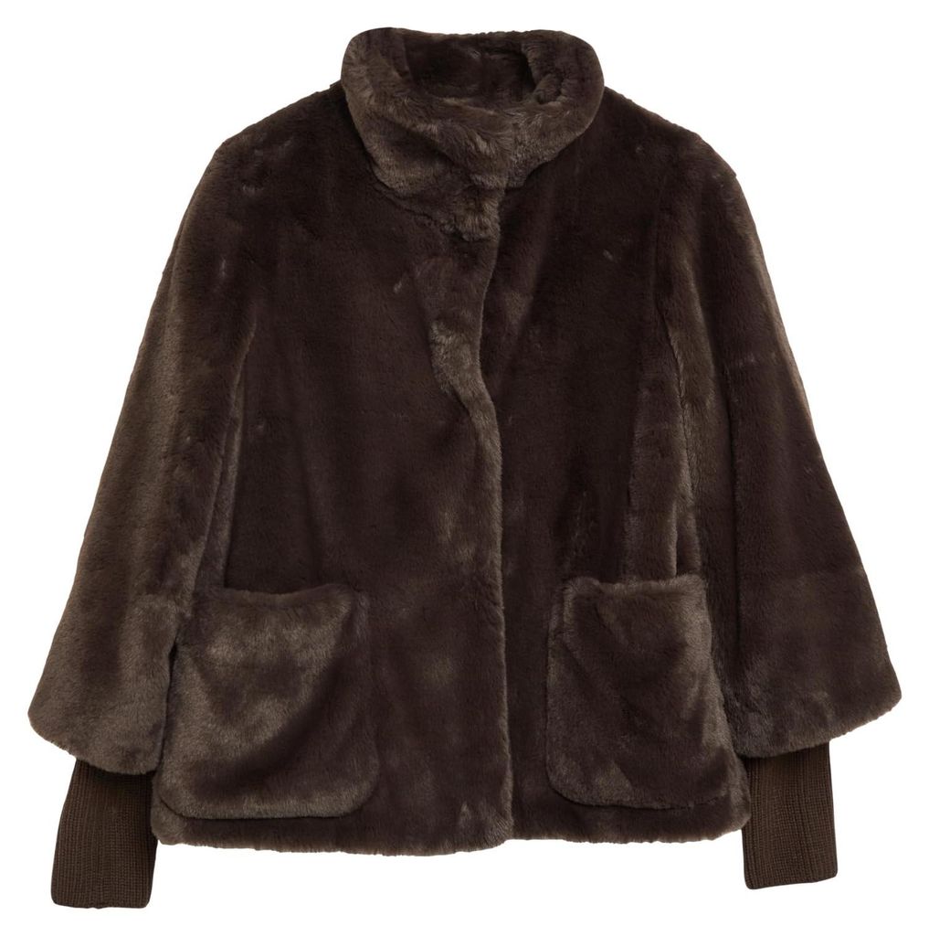 s.Oliver Fake-Fur-Jacke mit Strickärmeln – Größe 36, Produktbild 